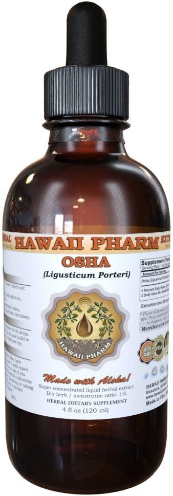 Hawaii Pharm OSHA (Ligusticum porteri) Liquid Extract, nalewka, Herbal Supplement, Made in USA, 2 fl.oz