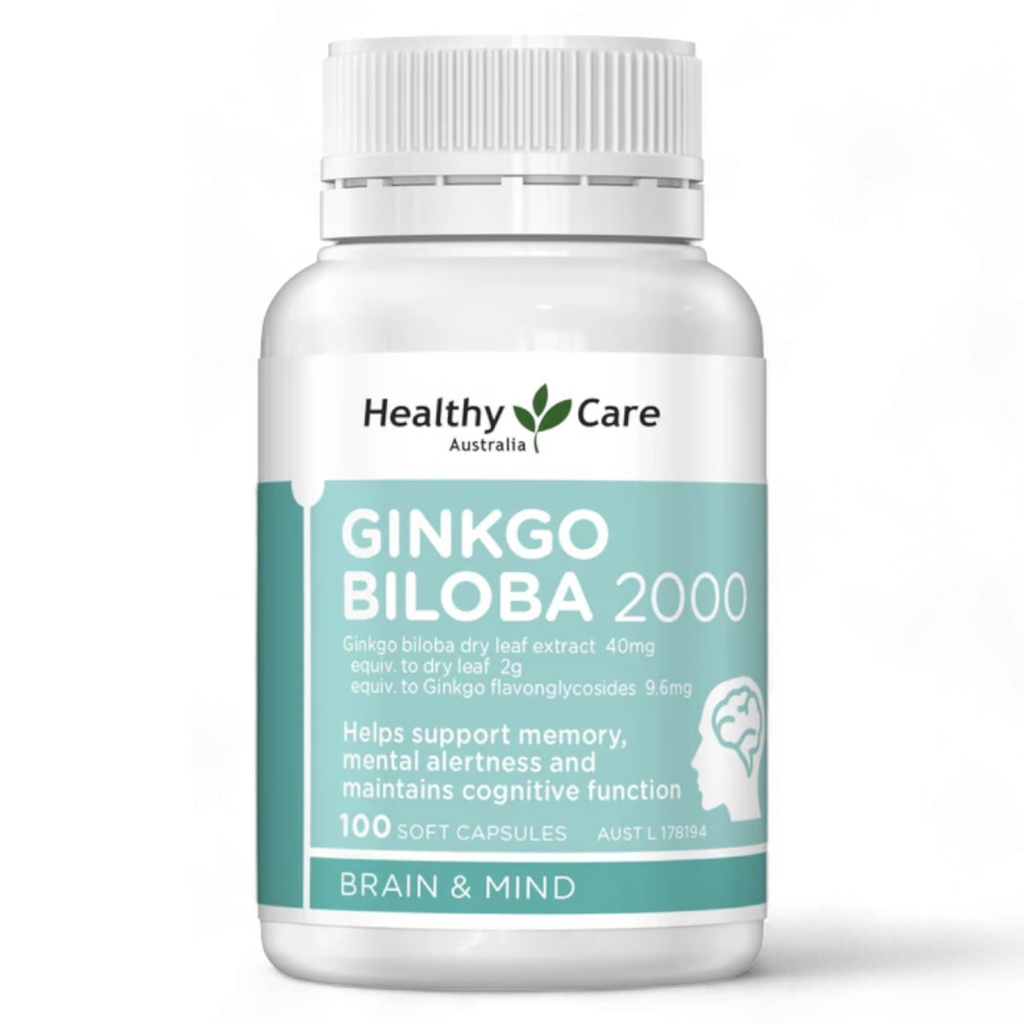 Zdrowa Pielęgnacja Ginkgo Biloba 2000mg 100 Kapsułki australijskie Made