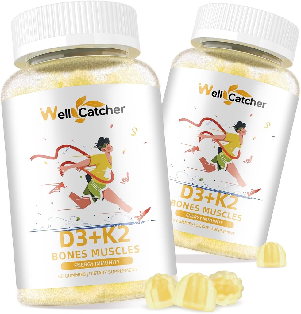 Witamina D3 K2 Gummie - Witamina D3 5000IU K2 (MK- 7) 120mcg Suplementy z witaminą B Complex Sugar Free dla dorosłych Dzieci Wspiera wytrzymałość zębów immunologicznych Mango Flavor 60 Liczy 2 opakowania