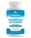 Chelamax Magnezu Glicynian. Morze Martwe, w 100% chelatowany magnez do wspomagania snu, skurcze mięśni, zdrowie kości. Made in USA, 3. Party Tested, Heavy Metal Free, Glicinato de Magnesio Kapsułki.