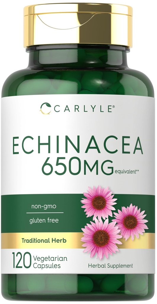 Carlyle Echinacea ↓ 124; 650mg ↓ 124; 120 Kapsułki ↓ 124; Vegetarian, Non-GMO & Gluten