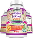 ŚWIEŻE PEPTYDY ZDROWIA Multi Collagen Pigułki typu I, II, III, V & X Peptydy z Witaminą C, Kwas hialuronowy - Wspiera zdrowe włosy, Skóra, paznokcie i łączniki - 120 Kapsułki koszerne