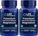 Rozszerzenie życia 99mg potasu z Extend- Release Magnezu 250mg, 100 Veg Caps (Opakowanie 2) - Bez glutenu - Nie-GMO - Suplement wegetariański dla mężczyzn i kobiet - Dual- Action Mineral Formula