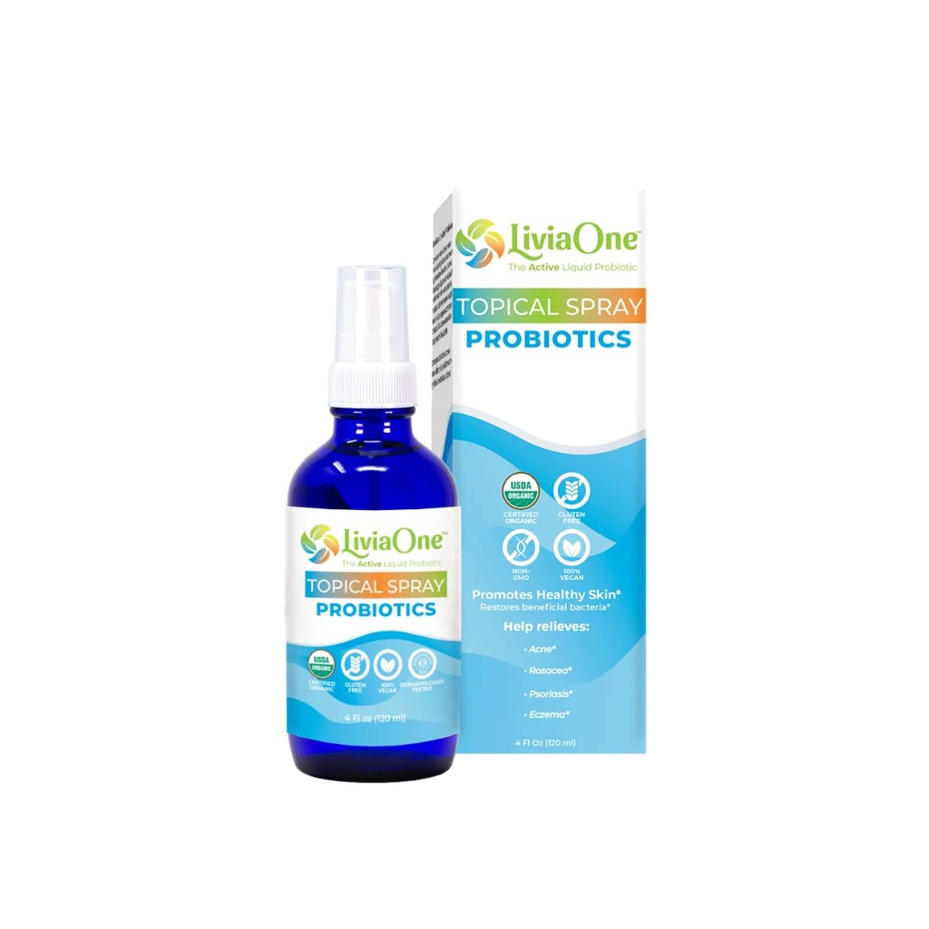 LiviaOne USDA Organic Topical Probiotics for Skin Health Netherlands 124; Lactobacillus Acidophilus Probiotic Netherlands 124; Gut Health & Immune Supplement Supplement Equipment 124; Vegan Nether124; Non- GMO Equipment 124; Gluten Free Equipment 124; 4 Fl Oz