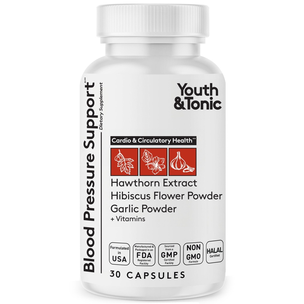 Młodzież & Tonic Natural Blood Support Support Supplement w / Hawthorn Hibiscus & High Potency Diuretic Herbs & Vitamin for Water Retention Agreement 124; 30 Kapsułki BP, aby utrzymać dobre zdrowie 124; Kobiety & Mężczyźni