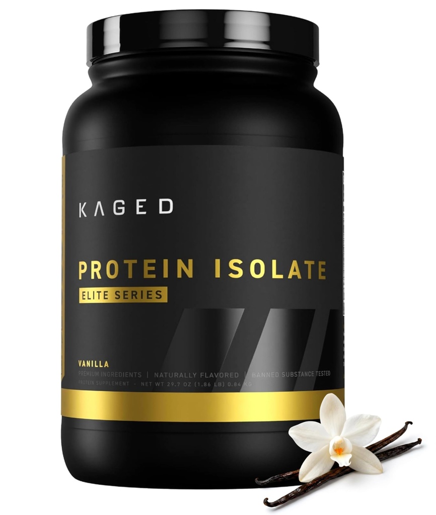Kaged Whey Protein Isolate Proszek elitarny 124; Wanilia 124; Serwatka, Kazeina, & Mieszanka białka mleka 124; Post Workout Recovery Drink Drink 124; Wspiera budowanie mięśni 124; Suplementy dla mężczyzn i kobiet 124; 2 lbs