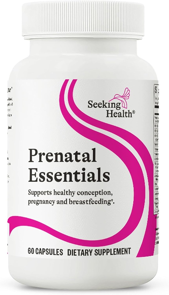 Poszukiwanie zdrowia Prenatal Essentials, Metylowany Biodostępny Folate i B12, Witamina D3 i K2, Kluczowe składniki odżywcze do wsparcia ciąży i karmienia piersią, Wegetarianin (60 kapsułki) *