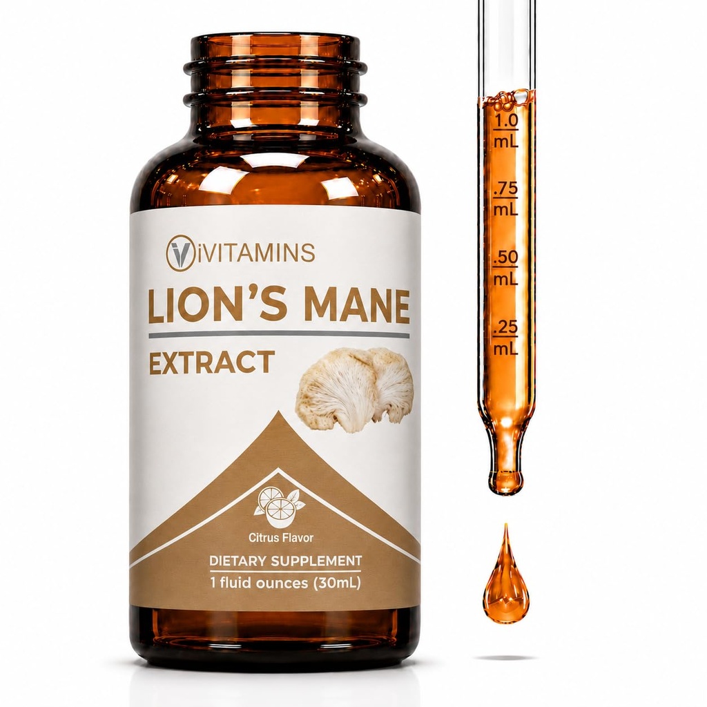 Lions Mane Liquid - Lion 's Mane Tincture for Memory, Focus & Clarity - Lions Mane Supplement - Lions Mane Mushroom Supplement - Nootropics Brain Supplement - (1 Pack)