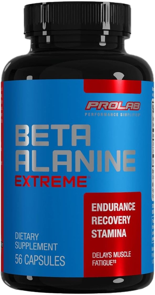Prolab Nutrition Beta Alanine Extreme with Carnosyn, 3200mg High Potency, Wzmacnia Endurance Workout & Delays Fatigue (56 Caps)