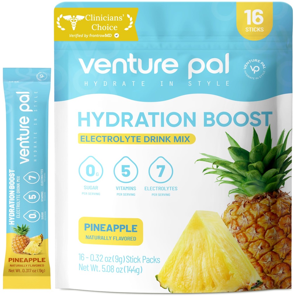 Penture Pal Sugar Free Electrolyte Powder Pakiety - Płynny codzienny IV Drink Mix dla szybkiego nawodnienia & Odzyskiwanie partii 124; 5 Witaminy & 7 Elektrolity 124; Keto Friendly 124; NieGMO 124; Certyfikowany Wegan 124; 16 Sticks