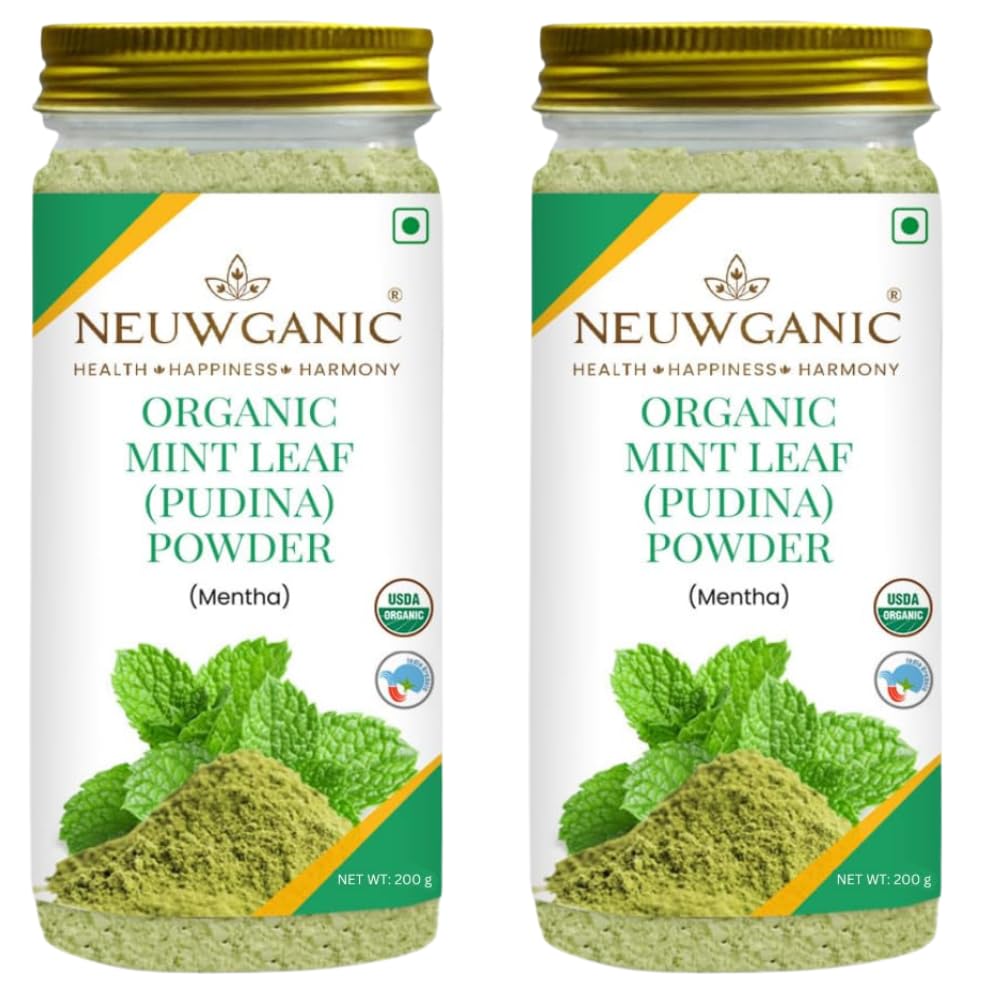 Organic Mint Leaf (Pudina) 200g | Pure Mentha Leaf Powder | USDA Organic Certified | Natural Herbal Powder for Tea, Drinks, Chutneys & Culinary Use | Vegan & Non-GMO | Pack of 2