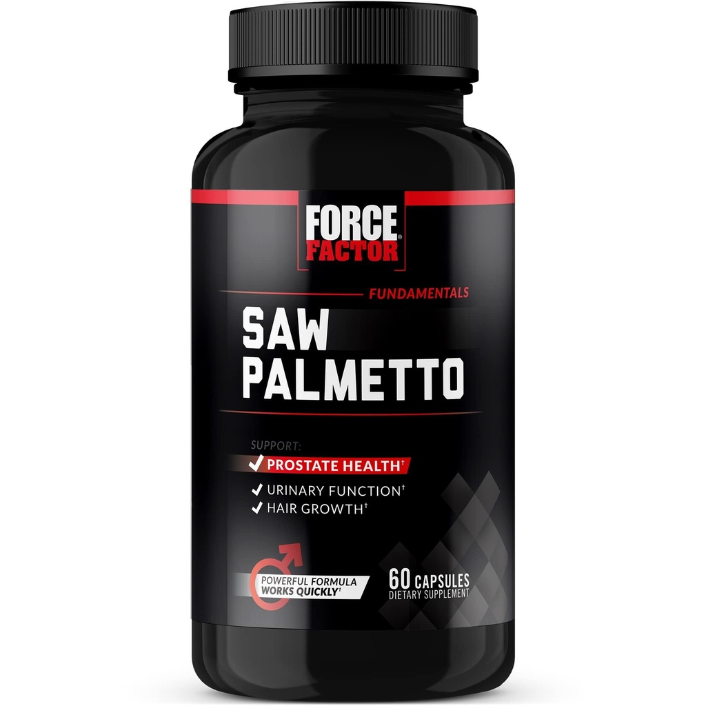 Siła Factor Saw Palmetto dla mężczyzn, Prostate Suplement dla mężczyzn do wspierania funkcji moczu, Prostate Relief & wzrost włosów, z BioPerine do najwyższej absorpcji, 60 Kapsułki