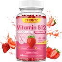 Witamina B12 Gummie dla Kobiet i Mężczyzn, 5000mcg Gummie metylowe B12 z Witaminą B6, D3, Żelazo, Folate dla Dorosłych, Wspiera Energia & Metabolizm Boost, Nastrój, Immune & System nerwowy, Truskawka bez cukru
