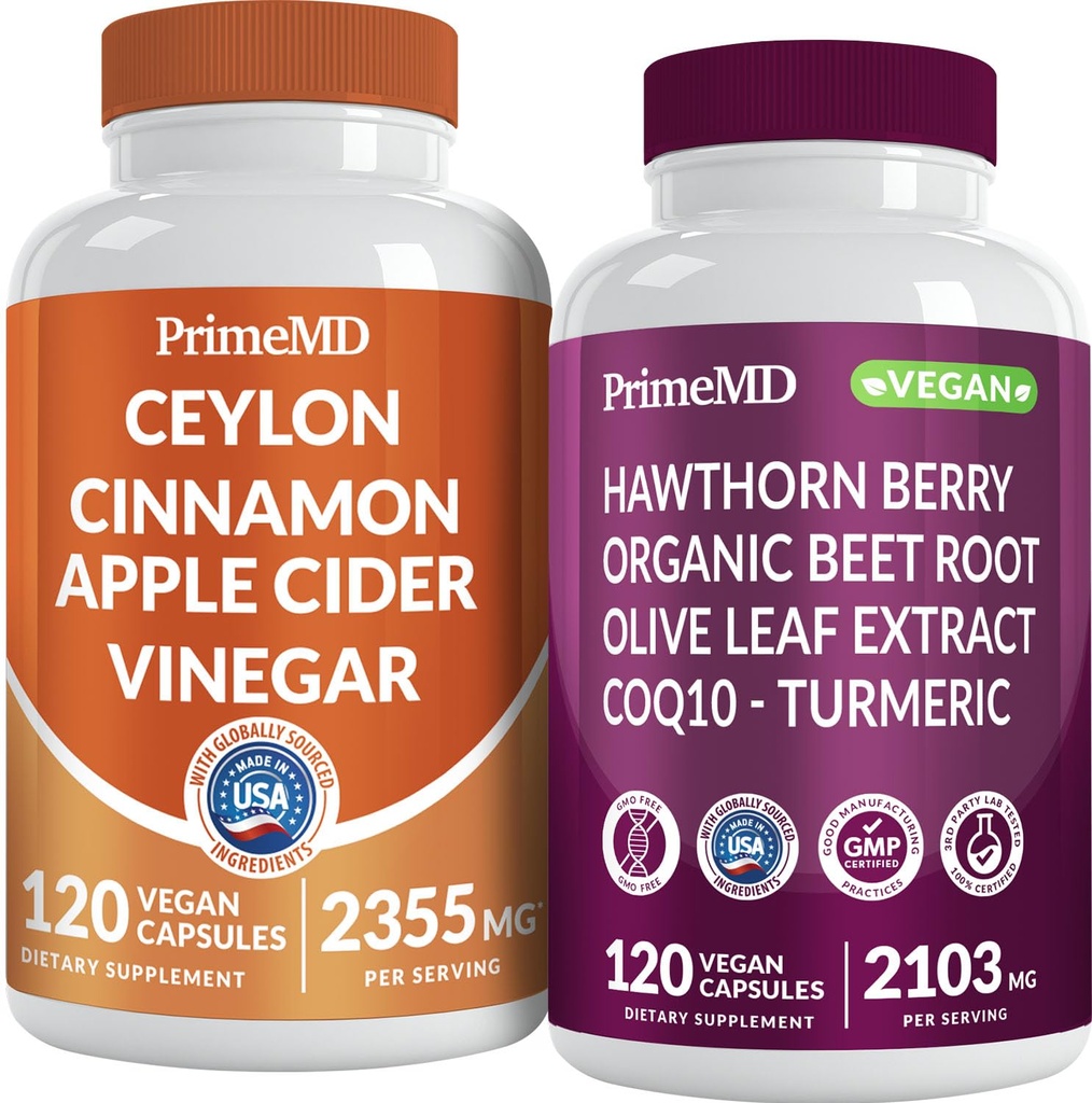 Ceylon Cynamon (1pk) i tlenek azotu (1pk) Suplement Bundle - Silne witaminy dla serca, Metabolizm, Równowaga, Circulative, Lipid i Wsparcie immunologiczne - Non-GMO, Wegan, Gluten- Free