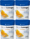 Srebrne Lozenges z witaminą C - Premium Nano Silver 60 PPM Colloidal Silver, Miód organiczny i witamina C Suplement mineralny Dropy do wsparcia układu immunologicznego, Soothe Cough & Throat - Opakowanie 4