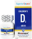 Superior Source Witamina D3 400 j. m. - Zęby, suplement pomocy immunologicznej i kości dla dzieci - Nie-GMO - 100 Micro Językowe tabletki rozpuszczalne
