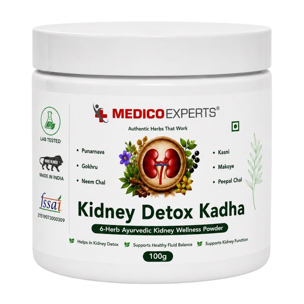 Kidney Detox Kadha - 6 Herb Ayurvedic Powder | Punarnava, Gokhru, Neem Chal | Supports Healthy Kidney Function | FSSAI Licensed | 100g