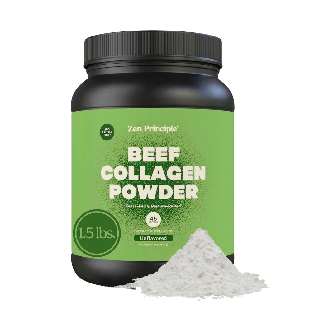 Zen Principle Grass- Fed aglomerated Zhydrolizowane Kolagen Peptydes 1,5 lb. Przeciwstarzejący się proszek białkowy dla zdrowych włosów, skóry, łączników. Paleo Friendly, GMO i Gluten Free, Pasturesed Bovine.
