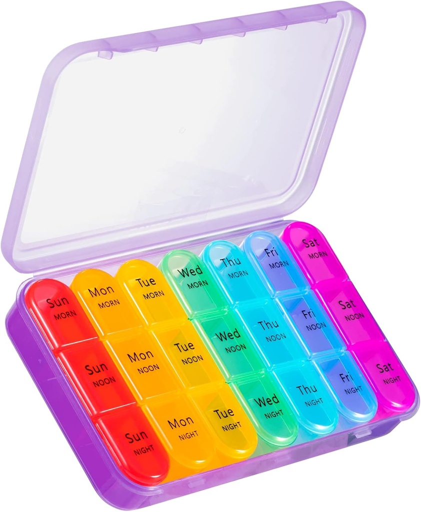 Asprink Pill Organizator 3 razy dziennie, Duży pill Case z 21 Comodor Travel Pill Organizator, trzymać witaminy, Medycyna