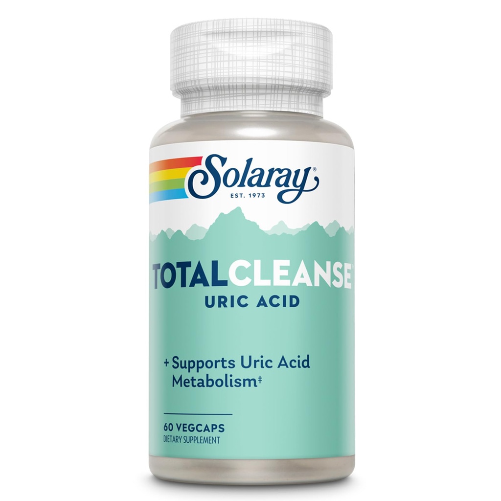 Solaray Total Cleanse Mouric Acid - Joint Health Supplement - Potężne Wspólne Wsparcie i Oczyszczanie Moczem z Tart Cherry Extract, Selery Seed, Ekstrakt Turmeric - 60- Day Guarantee, 30 Serv, 60 VegCaps
