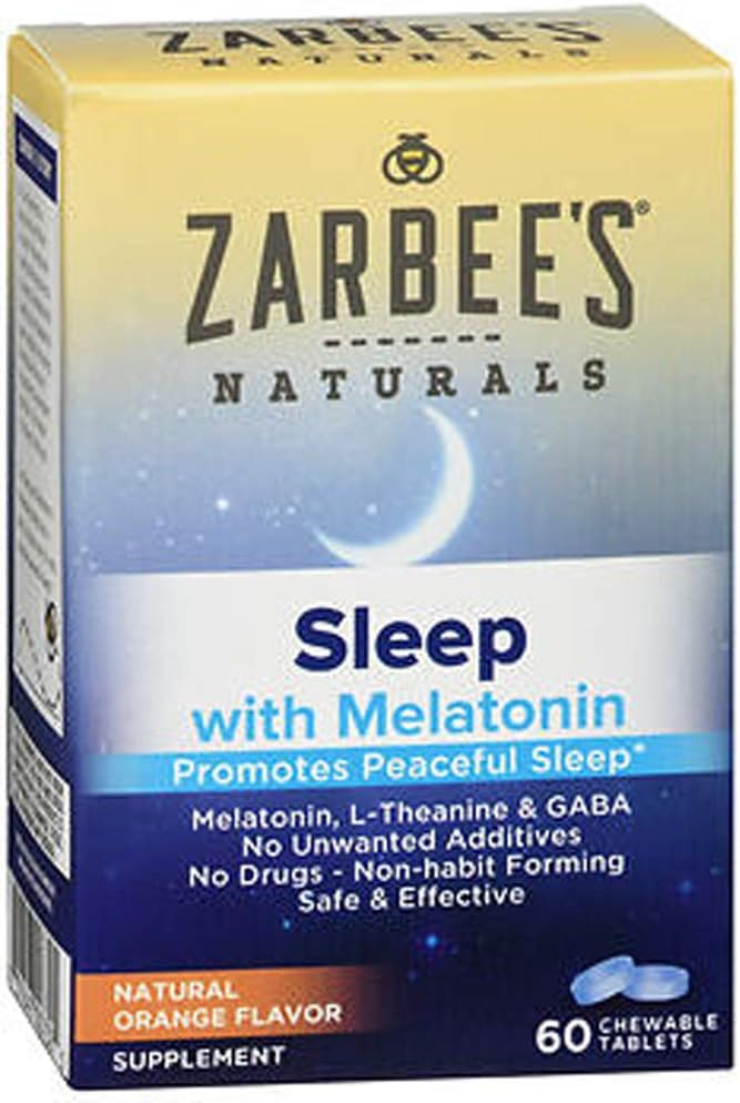Naturals Zarbee Melatonina senna, Flavor pomarańczowy, 60 Tabletki do żucia (Opakowanie po 2)