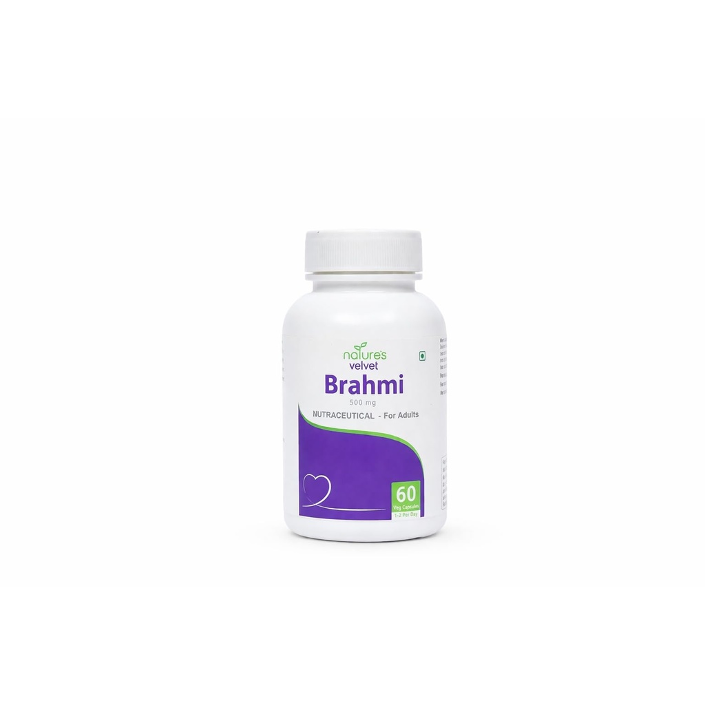 Nature's Velvet Lifecare Brahmi (Bacopa Monnieri) Pure Extract 500 mg, 60 Veg Capsules - Pack of 1