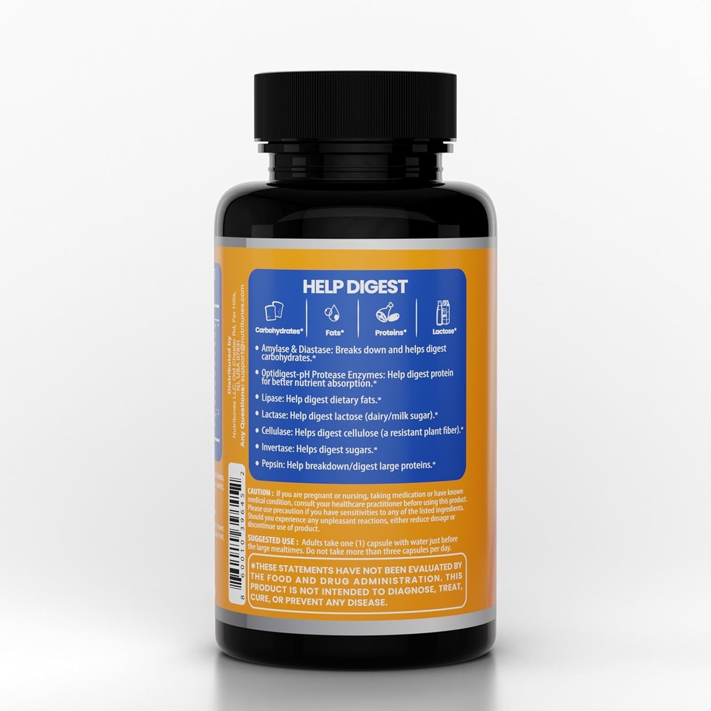 All- in- One Multi Enzyme Digestive Enzymy Suplement - Łatwe złamanie węglowodanów w dół, Tłuszcze, Białka i Dairy - Wspiera zdrową trawienie, Bloating Relief & Gut Comfort - Wegan, 60- Day Supply