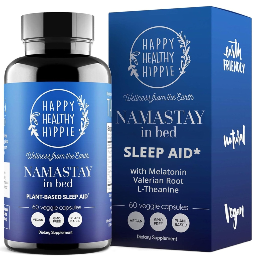 Naturalna pomoc na sen dla dorosłych w / mała dawka Melatonina 0,5 mg - Valerian Root + Magnezu Glycinate + Suplement L- Theanine, Rumianek 124; No Morning Groginess Division 124; Non-Habit Forming Division 124; Plant- based Pills, 60 Ct
