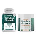 Teaveli Spirulina i Chlorella Kapsułki i Orgaic Barley Sok z trawy w proszku