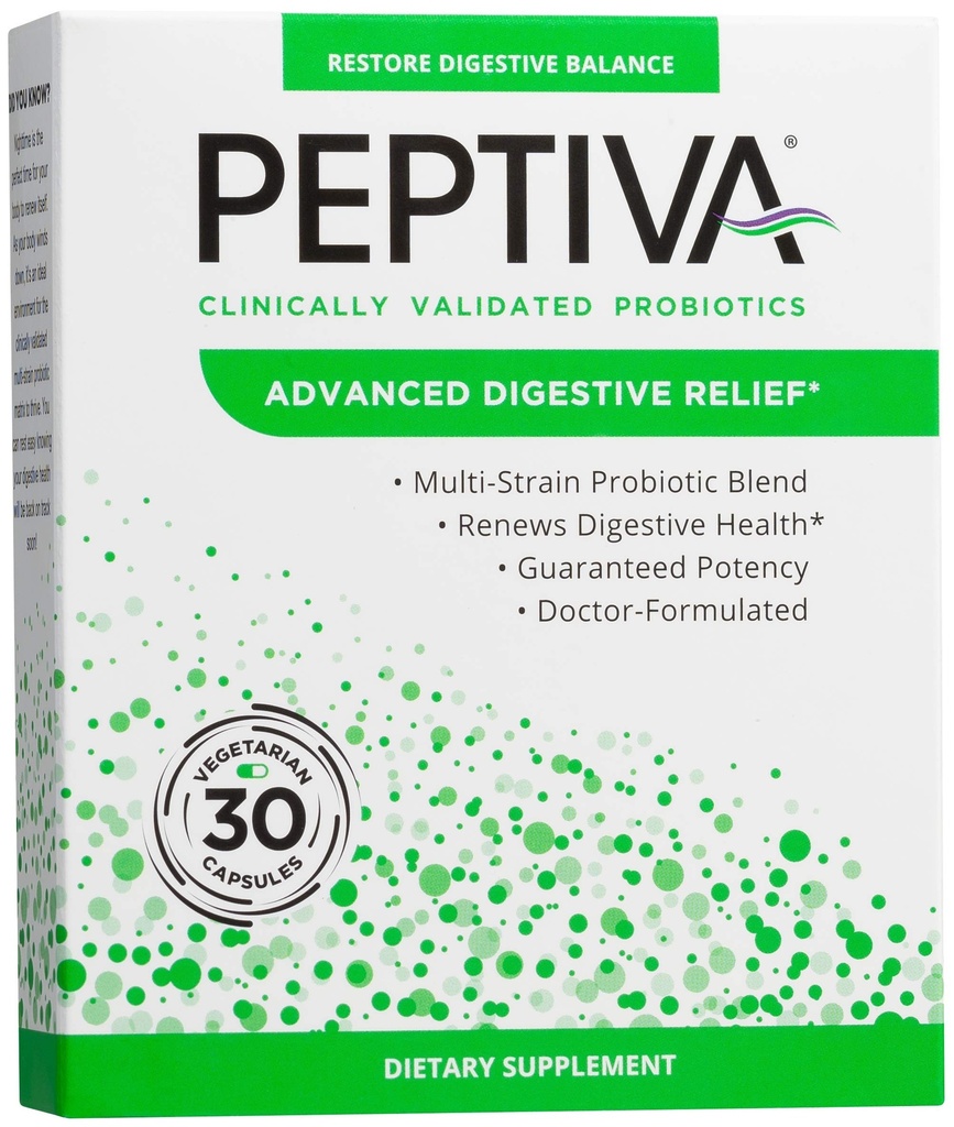 Peptiva Advanced 50 Billion CFU Probiotic - Relief pokarmowy - Klinicznie zwalidowane, Premium Probiotic, 30ct