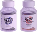 Lemme Sleep & Glow Bundle - Sleep Gummies, a Drug-Free Night Aid & Glow Biotin & Collagen Hair Gummies for Strong, Grube włosy & Reduced Shedding - Gluten / Żelatyna Free, Non-GMO - 60 Ct. Każdy