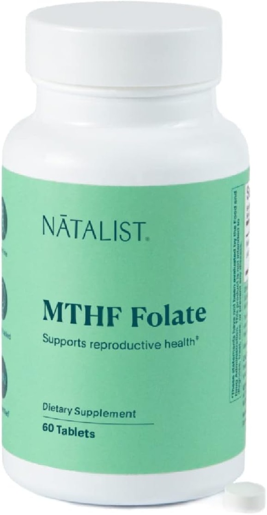 NATALIST MTHF Folate 1000 mcg (L-5-MTHF) Supports Healthy Fertility & Pregnancy for Women - Daily Folate Supplement for Reproductive Health & Fetal Development - Vegan, Gluten-Free - 60 Tablets