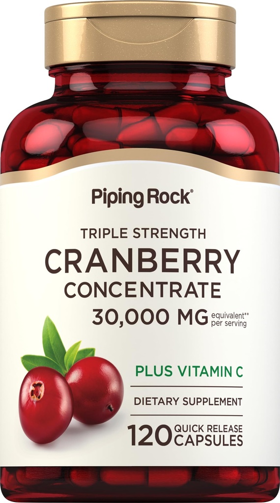 Pining Rock Cranberry Pills 124; 120 Kapsułki 124; Suplement dla kobiet i mężczyzn 124; Triple Siła Koncentrat Extract Plus witaminy C 124; Non-GMO, Gluten Free