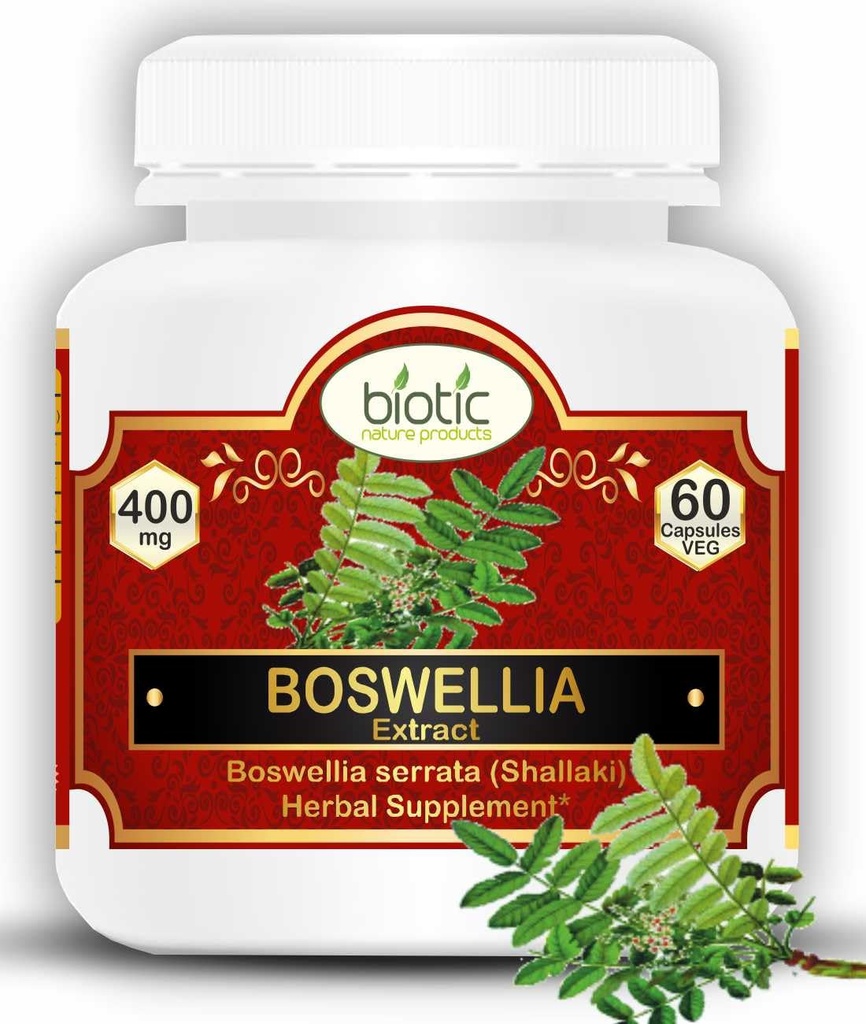 Biotic Boswellia Serrata Capsules - Shallaki Capsules - Boswelia Extract Capsule 400mg - 60 Veg Capsules