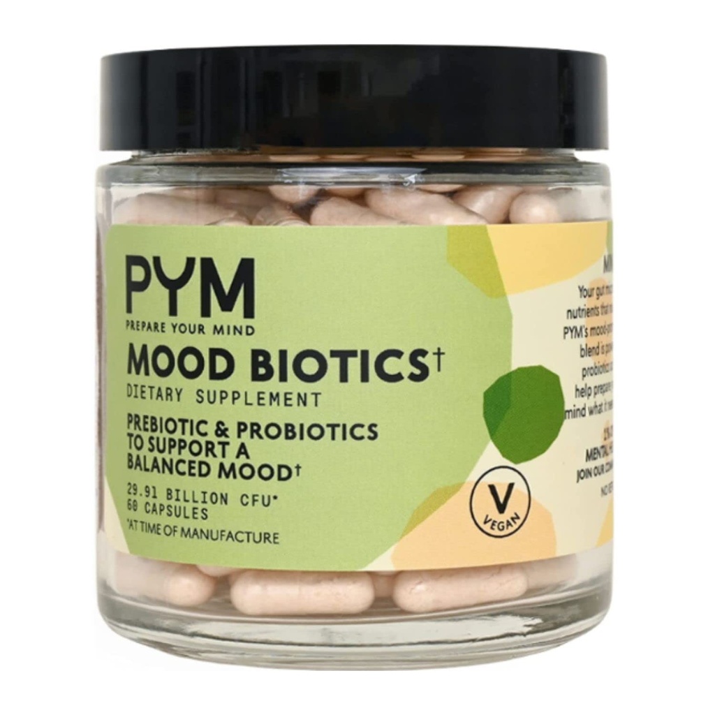 Prebiotyki i Probiotyki Mood Biotics przez PYM z 22.91 Miliard CFU (60 Count) Gut Health & Mood Supplement Supplement Amend124; Non- GMO, Vegan, Gluten Free