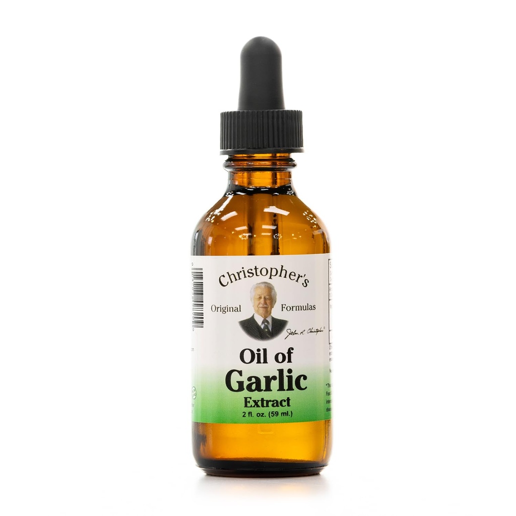 Christopher 's Original Formulas Oil of Garlic Extract 2 Ounces - Pack of 1 - Premium Herbal Supplement - Cold- Pressed & Pure Liquid Garlic Oil Agregable 124; Wszechstronne stosowanie