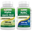 Najlepsi naturalni kwas lipoinowy Alpha 300 mg & NAC 600 mg