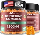 Berberyna z Ceylon Cynamon Gummies - 1500mg Berberyna HCI Suplement z chromem, kurkumą i cieśniną mleczną - Wsparcie immunologiczne - dla kobiet i mężczyzn - 60 Gummies bez cukru