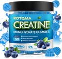 Jednowodzian kreatora Gummie dla mężczyzn i kobiet 120 CT - 5600mg monohydratu kreatora na serwowanie, monohydrat kreatora do żucia dla wsparcia mięśni i boost energii, bez cukru, Wegan (Blueberry Flavor)