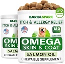 BARK & SPARK Omega 3 dla psów - 360 Fish Oil Treats for Dog Shedding, Alergia skóry, Itch Relief, Hot Spots Treatment - Joint Health - Skin and Coat Supplement - EPA & DHA Fatty Acids - Salmon Oil