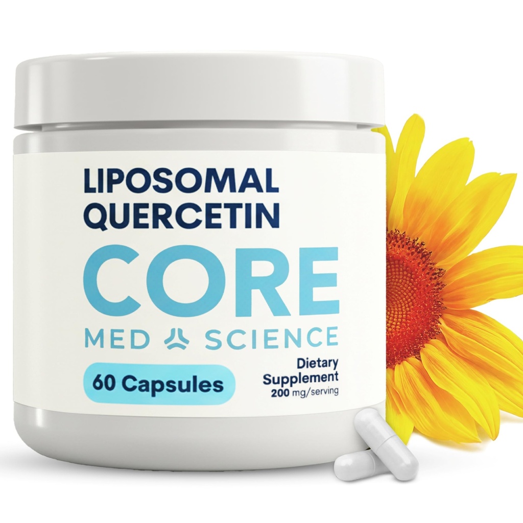 Core Med Science Liposomal Quercetin, 200mg (60 kapsułek) - Suplement Quercetin wspiera wchłanianie witaminy C i cynku - Promotes Immune System & Heart Health, Gluten- Free & Dairy-Free