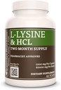 Żywienie Remedy 's L- Lysine HCL 124; 1000 mg, 60 Vegan kapsułki Amino Acid Dietetyczny suplement diety 124; Dwa miesiące dostaw
