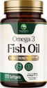 Omega 3 Fish Oil 2400 mg Suplement, zrównoważony sourced, Triple Strength Omega-3 Suplement Softgels, Wsparcie zdrowia mózgu, EPA & DHA Fish Oil Fatty Acids Supplements, Gluten & GMO Free, 120 Softgels