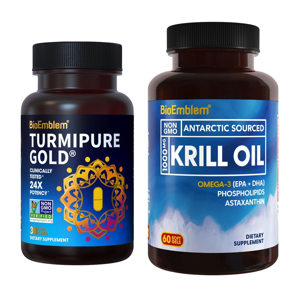 BioEmblem Antarktyczny kryl Suplement oleju Kurkumina kurkumina z Klinicznie badane TurmiPure