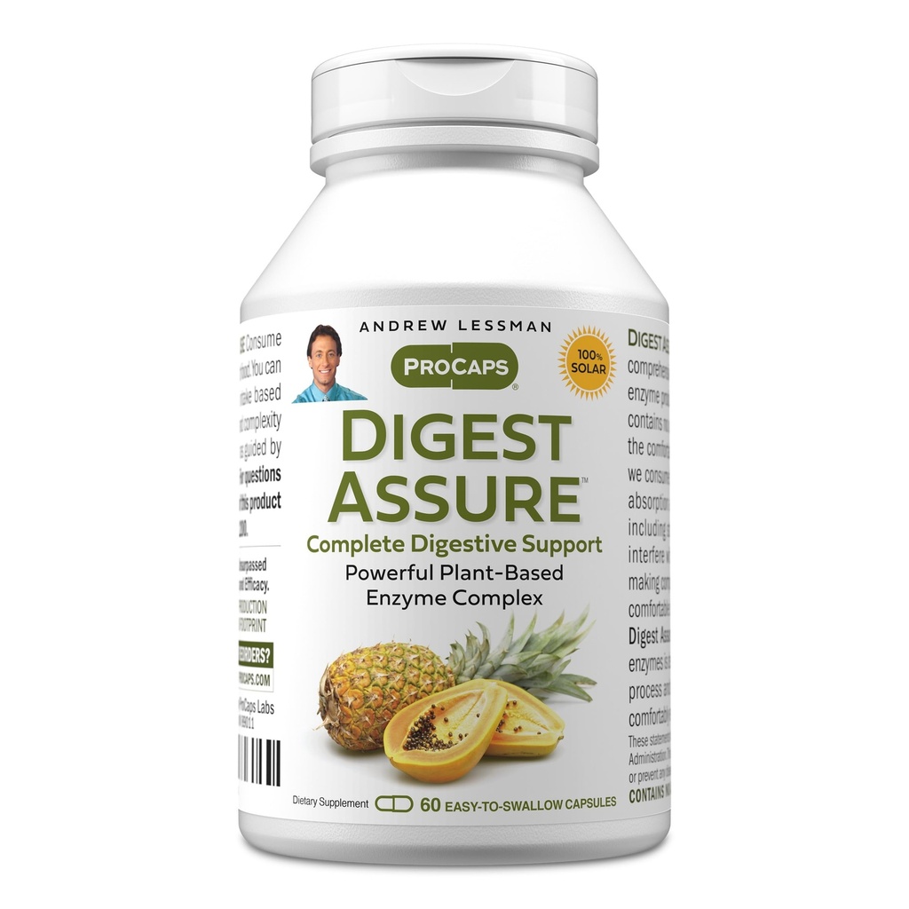 ANDREW LESSMAN Digest Assure 60 Kapsułki - Kompleksowy Mieszanka Potężnych Enzymów Naturalnych do Wsparcia i Wzmacniania Trawienia Zdrowia, Wegetariańskie Enzymy Sourced, Małe Łatwe Połknięcie Kapsułki
