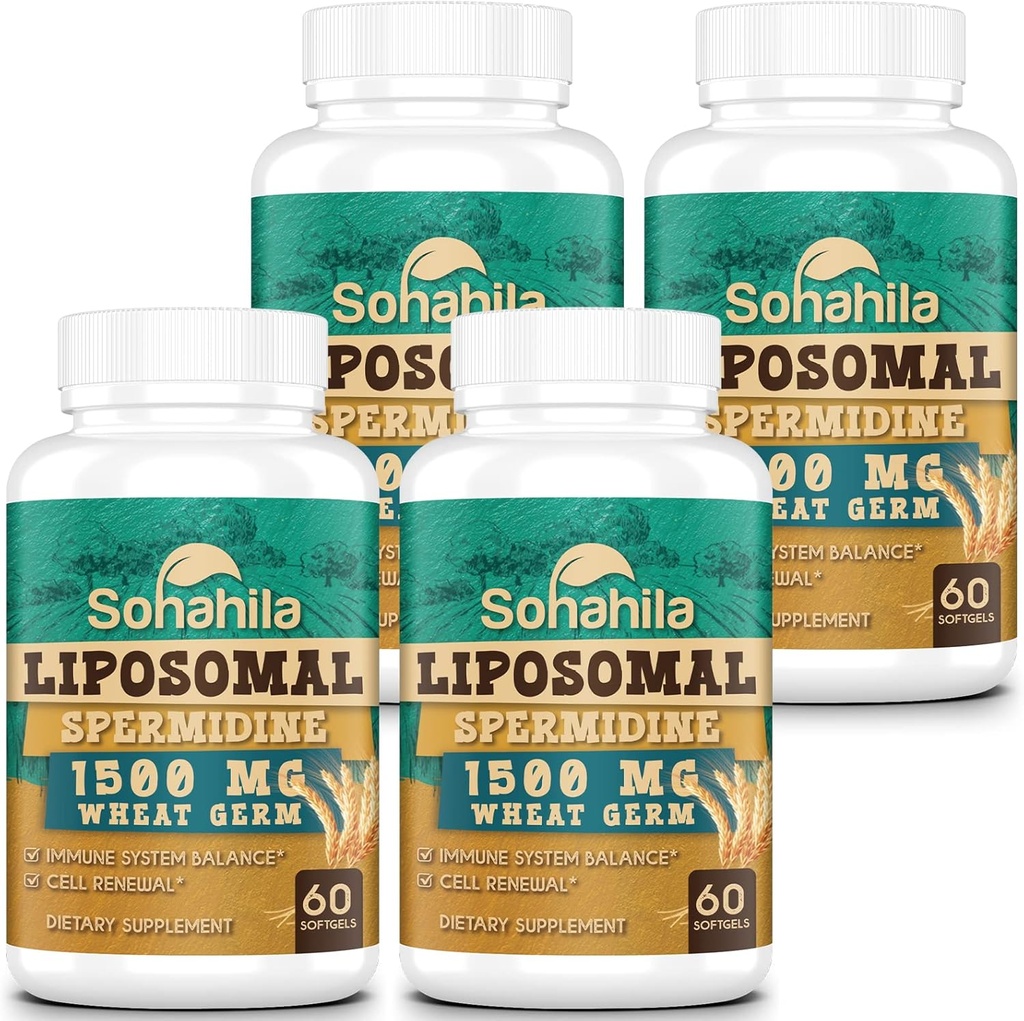 Spermidyna Suplement 15 MG - 99% Czystość, Wysoka Absorpcja, 1500 MG Wyciąg z kiełków pszenicy fermentowanej z cynkiem i tiaminą, Spermidyna dla mężczyzn i kobiet - Odnowa komórkowa, Obrona starzenia, Energia, 240 Softgels