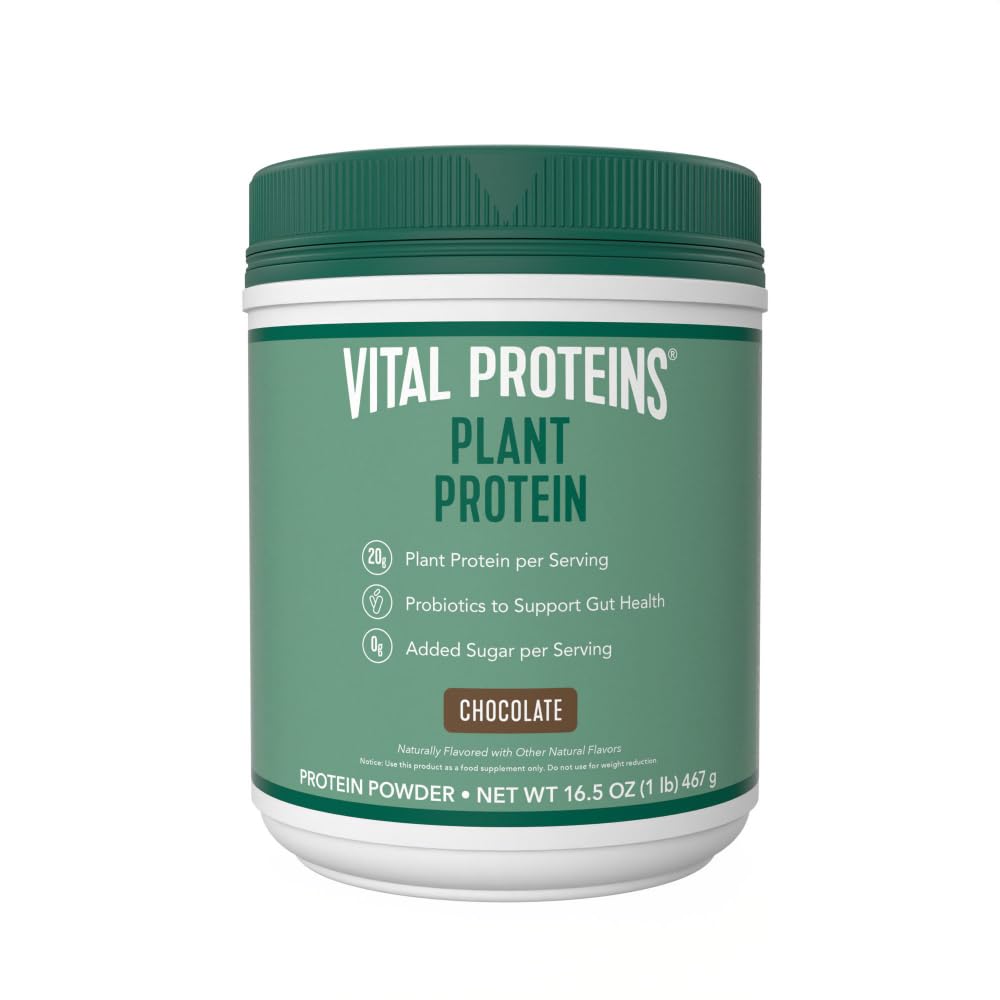 Proteiny witalne w proszku - 20 g Białko roślinne z Chickpea - 1B CFU Probiotic for Gut Health, No Added Sugar - Czekolada, 16,5 oz