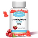 L- Metylfolate 15 mg & Metyl B12 Gummies, Folate Supplement for Brain Health, Mood & Immunity, DNA Synteza & Naprawa, Sugar Free, Wegan, Żurawinowy Flavor, 60 Count