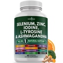Selen, cynk, jod, L Tyrosine, Ashwagandha - Suplement dla Kobiet i Mężczyzn z Bladderwrack, Turmeric, Silica Kelp, Schisandra - 60 Count
