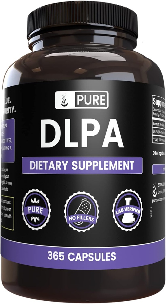 Pure Original Ingredients DL- Fenyloalanina DLPA (365 kapsułki) No Magnez Or Rice Fillers, Always Pure, Lab Verified